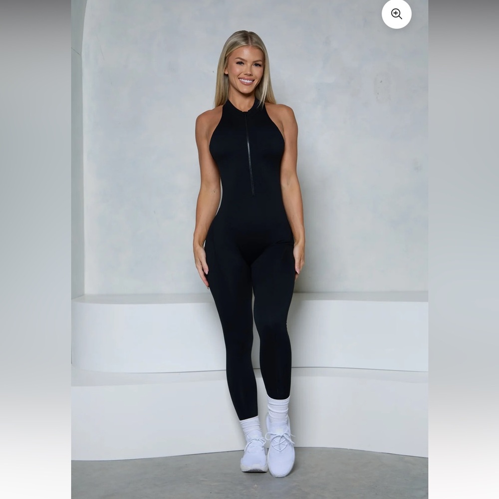 Black Halter Zip-Front Jumpsuit